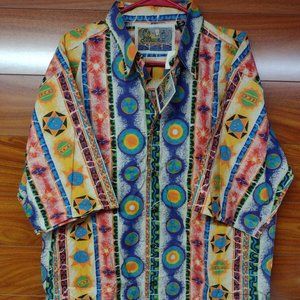 Vintage New Old Stock Pier Connection Sz.L Multi Color All Over Print Shirt